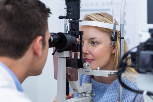 Women at an eye exam