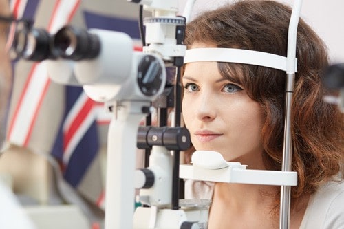 Women at an eye exam